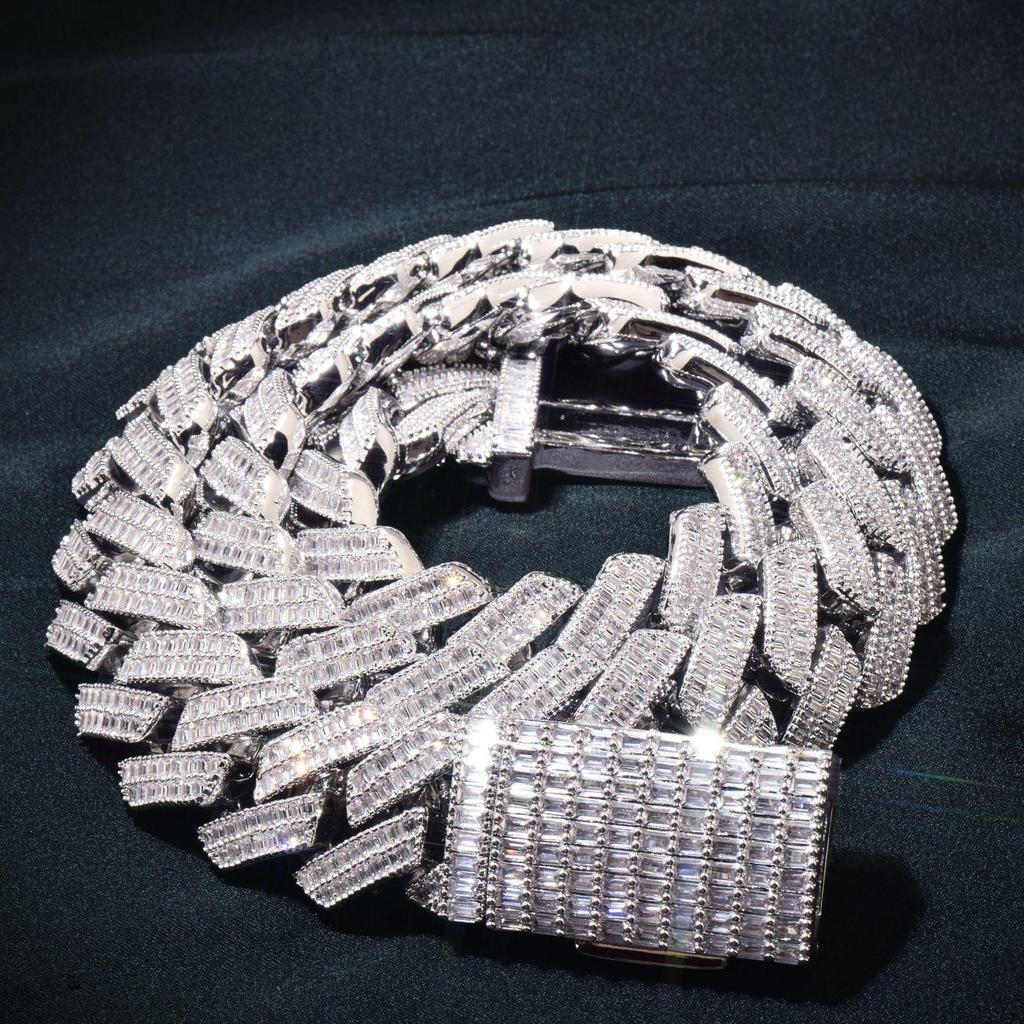 New Two-Row Ladder Zircon Gold Cuban Chain Necklace - Versatile and Fashionable Design