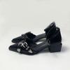 Fashion Footwear Ankle Strap Pumps Ladies Medium Heels Shoes Shallow Female Buckle Fashion Pointed Toe Women Square Heels Shoes