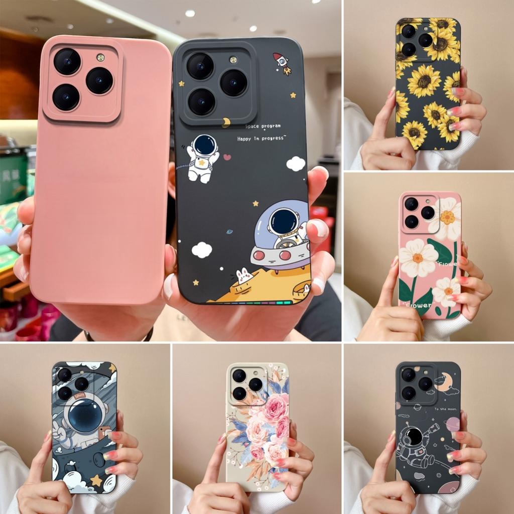Süßigkeiten-Hülle Für Realme C61 C63 Lustige Astronauten-Flüssigsilikon-Handyhüllen Für Oppo Realme C 63 C 61 Kameraschutz-Rückseite