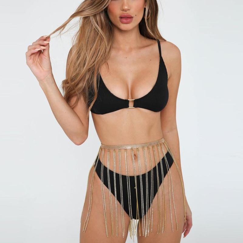 Gold Silver Waist Chain Bright Dance Skirts Jewelry for Parties Festivals