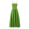 French retro seaside vacation style back hollow strap waist thin temperament suspender dress long dress