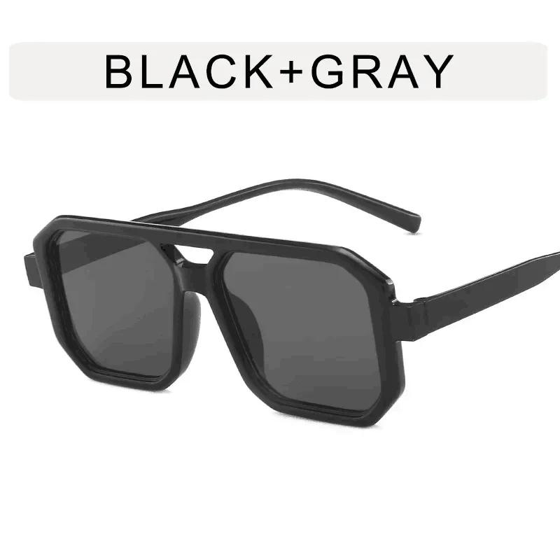 Retro Double Bridges Women Sunglasses Fashion Square Small Frame Simplicity Trend Gradient Sun Glasses Men Classic Black Eyewear