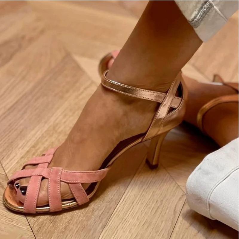 Fashion New Style Latin Dance Shoes Women Suede Soles Tango Dancing Shoes Cuban Heels Party High Heels Ballroom Dance Shoes Wholesale
