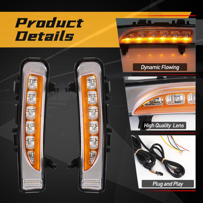 Car LED Daytime Running Light DRL For Ford Edge 2009 2010 2011 2012 2013 2014 Dynamic Turn Signal White Yellow Blue Fog Lamp 12V
