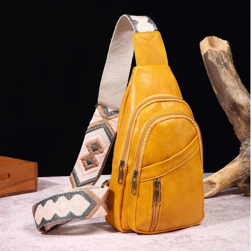 Women's Bag Casual Fashion Retro Breast Bag Solid Color Crossbody Bag Bohemian Style Fanny Bag