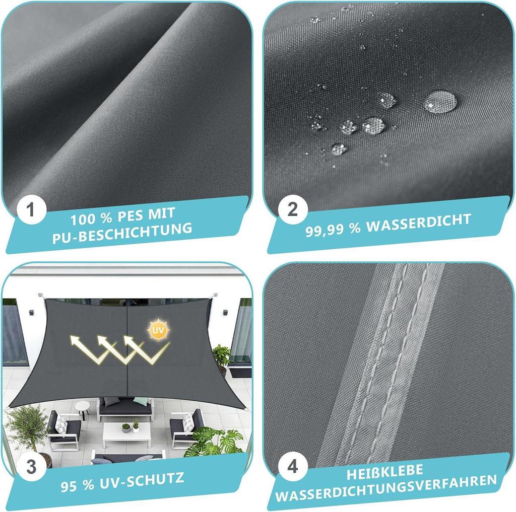 Waterproof Sunshade Awning: Rainproof Rectangle/Square Canopy for Outdoor Courtyard/Balcony