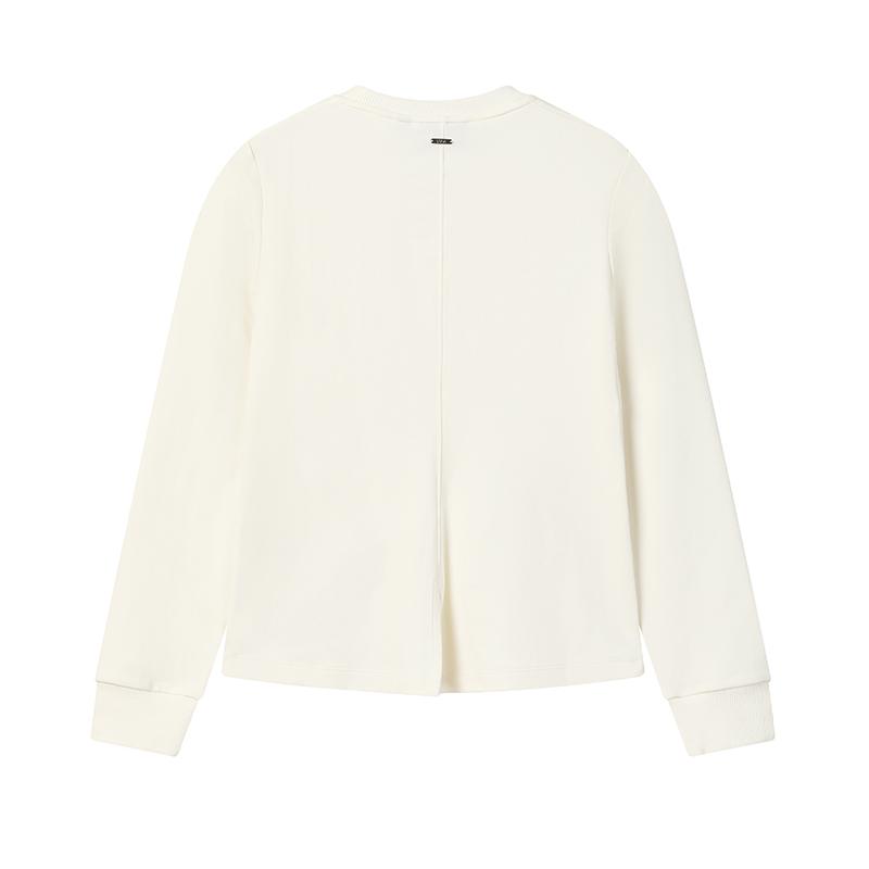 Fila White Fashion Simple Classic Casual Versatile Comfortable Relaxed Knit Crew Neck Pullover Long Sleeve T-Shirt Women tops F11W613210FIV