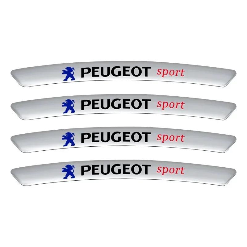 

Car Sticker Car Styling Auto Wheel Hub Badge Tire Rim Stickers Accessories For Peugeot 206 207 307 3008 2008 308 407 408 508 301 срібний
