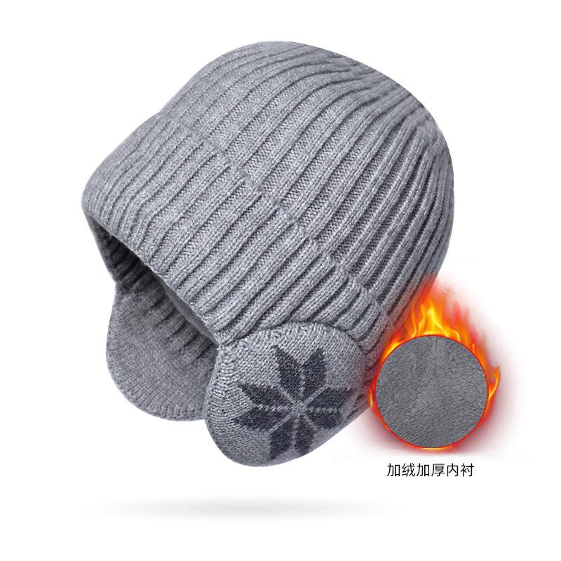 Winter warm knitted wool hat men's fleece thickened hat women's Korean version outdoor cycling ear protection headgear