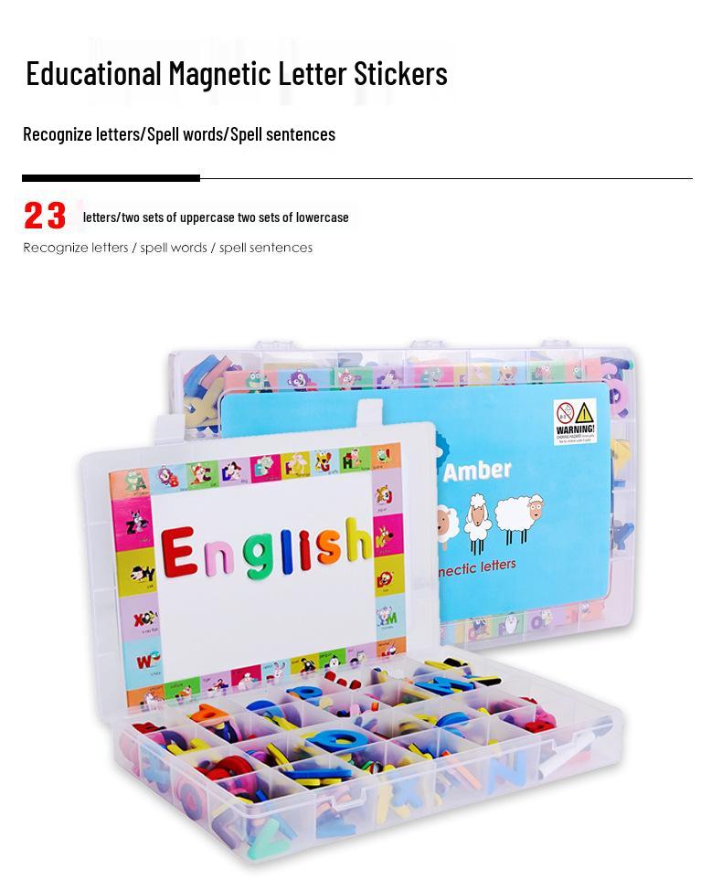 English Alphabet Magnet Tiles: Uppercase & Lowercase Letter Stickers for Kids' Education