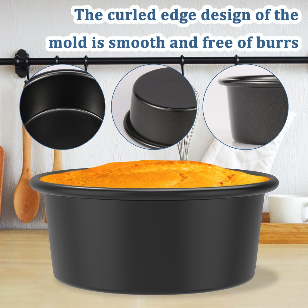 4Pcs Round Cake Mold Nonstick 4'' Aluminum Alloy Cake Tin One Piece Design Cake Pan Kitchen Baking Utensils for Oven Air Fryer