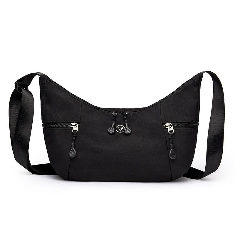 

Женская сумка новая сумка-круассан водонепроницаемая из ткани Оксфорд модная простая сумка-мессенджер для выхода в свет, для спорта, ветрозащитная на плечо чёрный