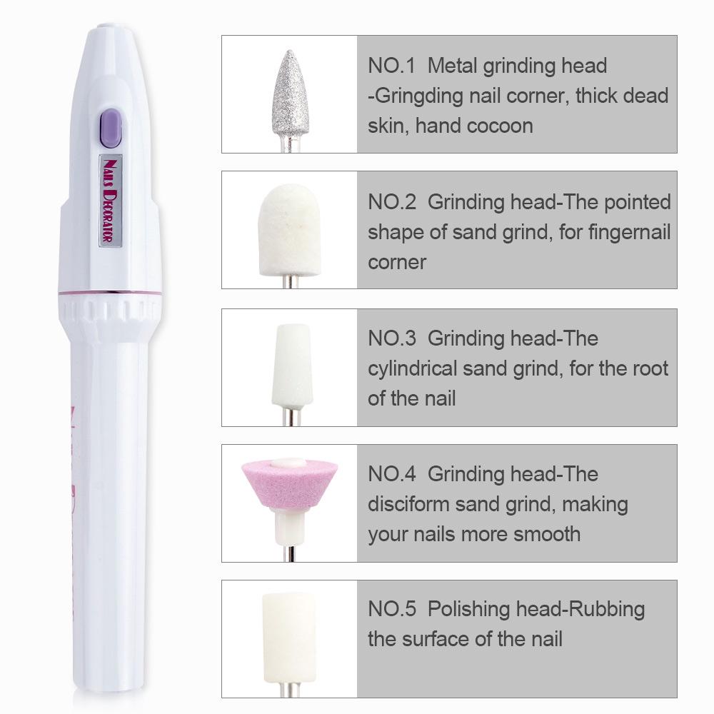 Tragbares 5-in-1-Set für elektrische Nagelbohrer, Akku, Maniküre, Pediküre, Schleifen, Polieren, persönliches Maniküre- und Pediküre-Set