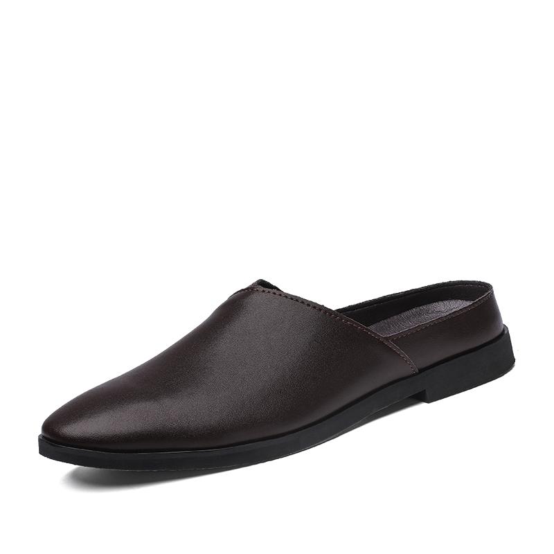 

Мужские туфли Muller ручной работы, летние мужские мокасины, дышащая мужская повседневная обувь, легкие полутапочки, удобные туфли на плоской подошве для ленивых 45 темно-коричневого