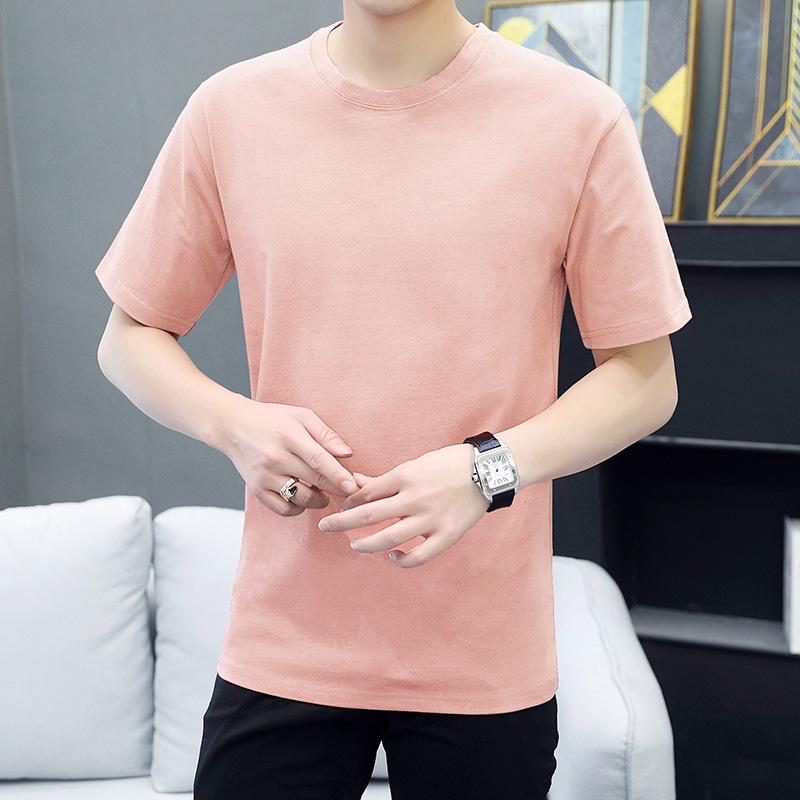 Cotton Short-sleeved Style Pure Cotton Short-sleeved T-shirt Men's Small Off-shoulder Half-sleeve Plus Size Cotton High-density Cotton Short-sleeved