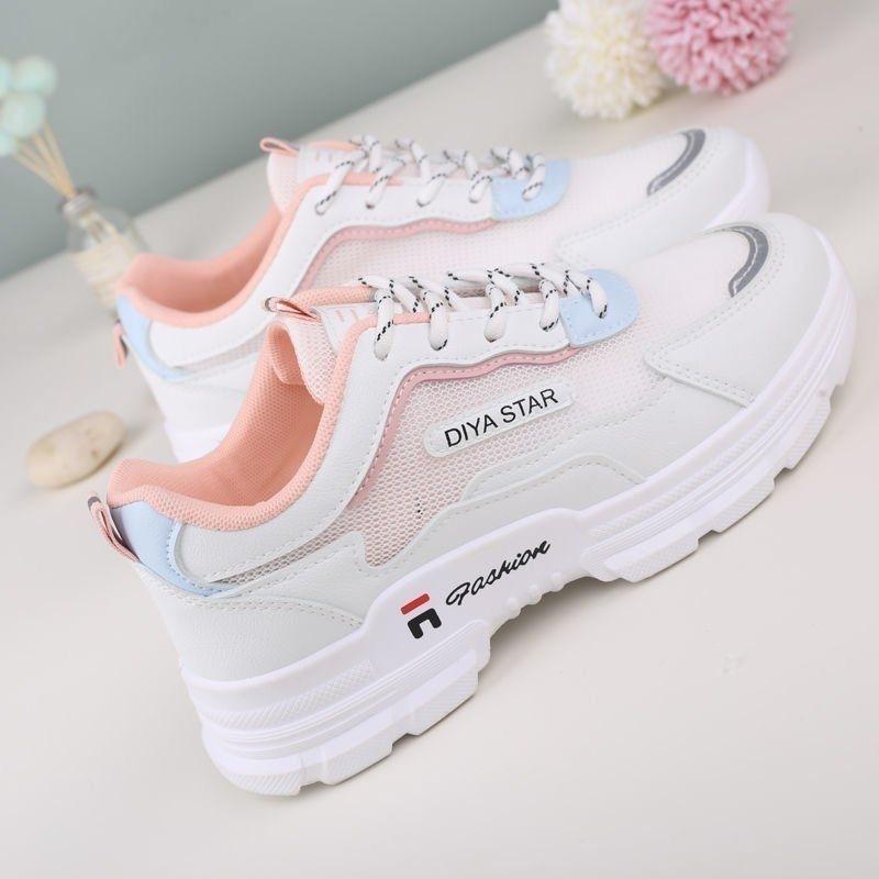 Mesh Shoes Women's Breathable Mesh Sneakers Women's Spring and Summer New Hollow Casual Basic Student Flat White Shoes