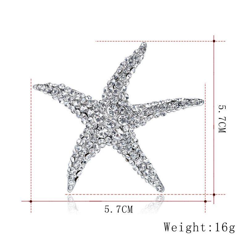 European and American Couple Alloy Marine Life Starfish Full Diamond Brooch Clasp Collar Pin Women's Scarf Buckle All-Match Corsage Clothing