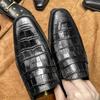 Square head leather shoes men's business casual cowhide men's shoes crocodile pattern