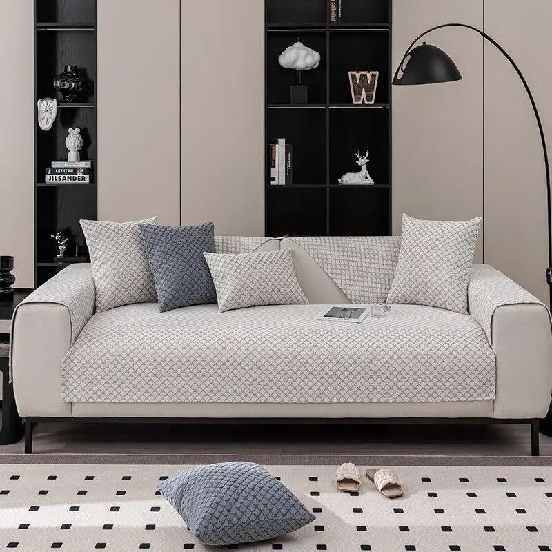 Univerzální potah na pohovku Four Seasons, jednobarevný kostkovaný polštář do obývacího pokoje, protiskluzový, prachotěsný, ochrana nábytku