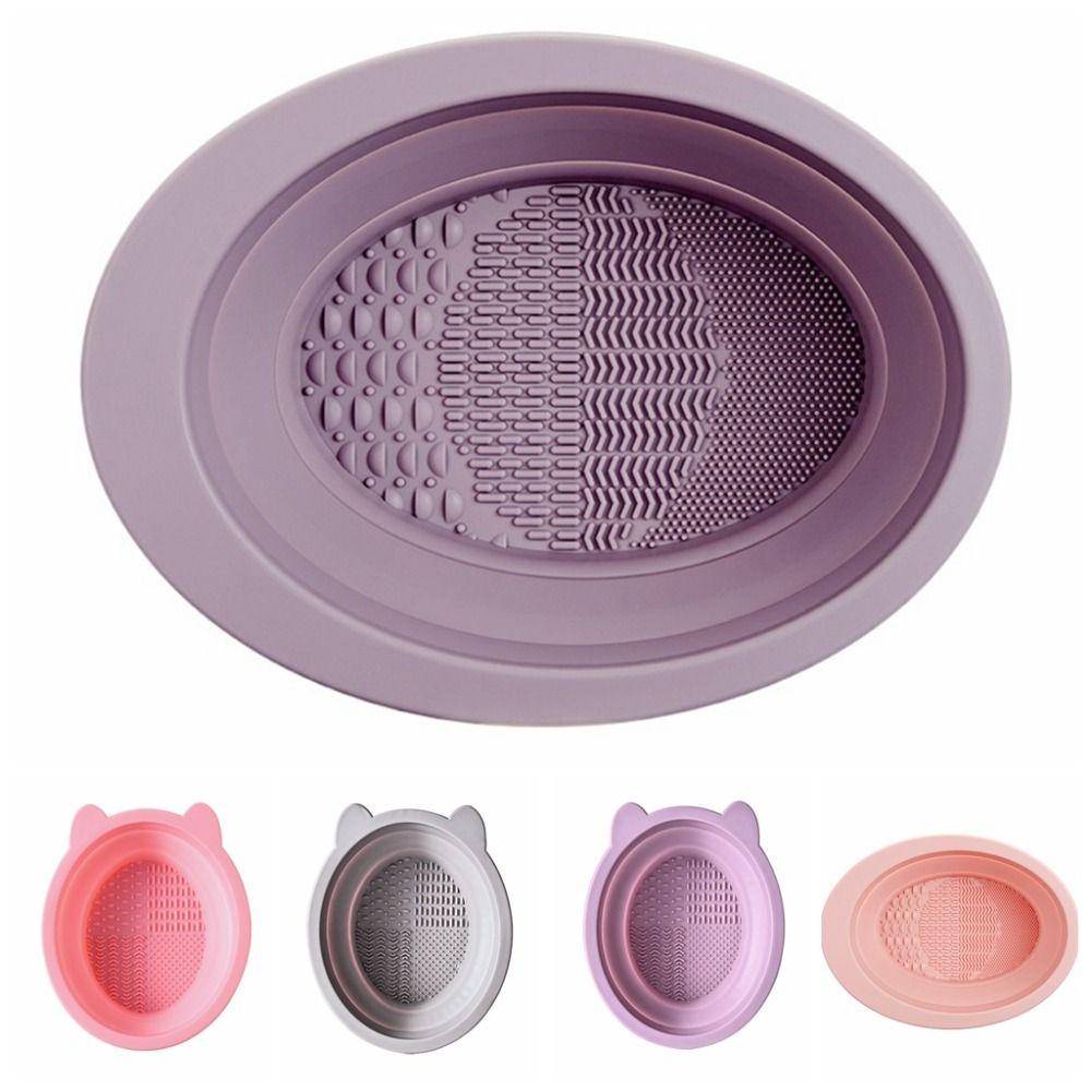 Beauty Makeup Brush Cleaning Bowl Foldable Cosmetic Scrubber Board Makeup Brush Cleaning Mat Male