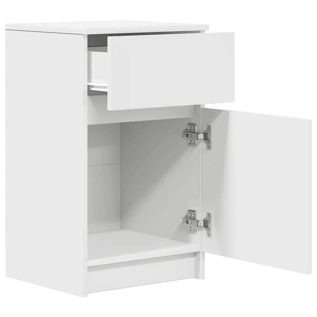 Nightstand White 39x35x65 Cm Engineered Wood