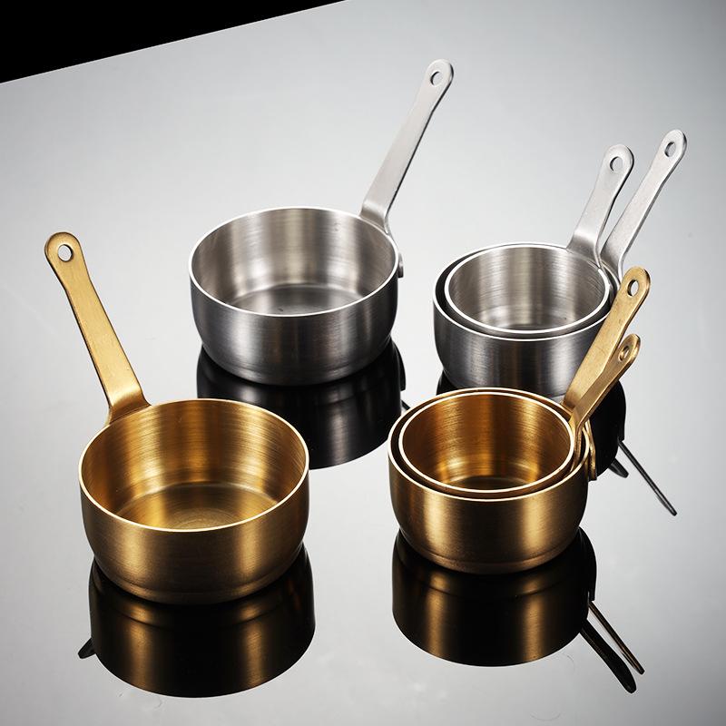 Customized 304 stainless steel sauce cup multi-specification with handle sauce plate golden hotel western tableware thick