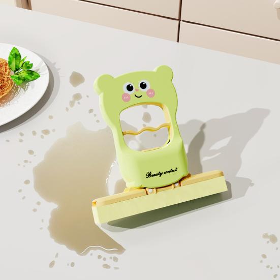 Yousheng Mini Foldable Desktop Mop Cat Pattern Small Mop with Self-Wringing System Wet/Dry Cleaning Tool Tabletop Mop