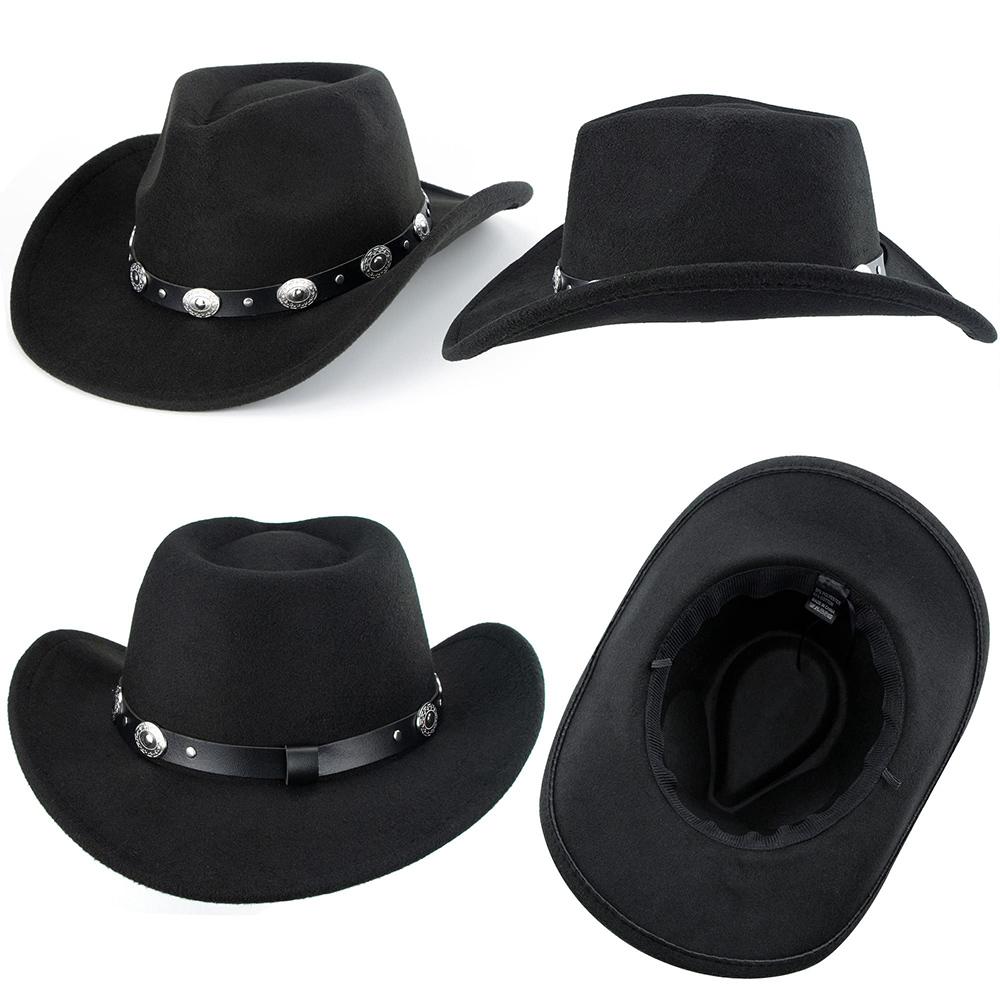 Retro Upturned Brim Western Cowboy Hats Wide Brim Ethnic Style Fedoras Hat Felt Hat For Women & Men