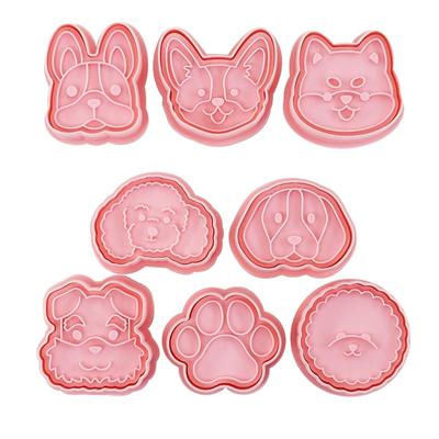 8Pcs Cute Dogs Head Cookie Cutters Biscuits Mold Biscuits Fondant Cookie Stamps