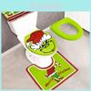 Capa de Assento Sanitário e Tapete Festivo Verde Grinch Conjunto de Decoração de Banheiro de Natal