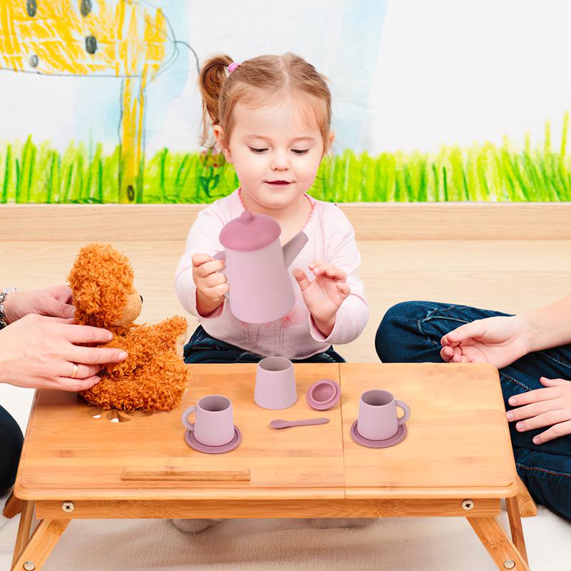 Silikon servise Minikopper Sett Late leke Leker Kjøkken Barn Barn Tekopp Kjøkken Baby Lekesett for tidlig utdanning Bpa Gratis