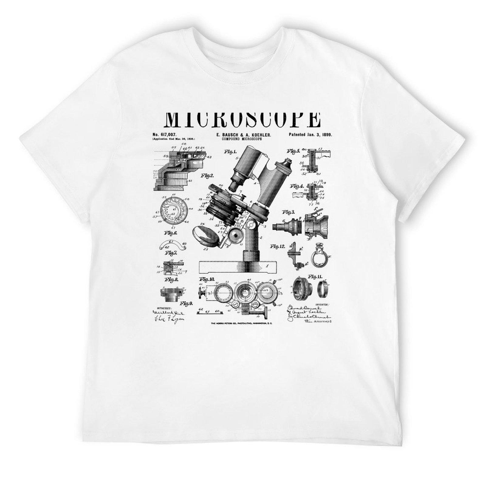 Microscope Biologist Science Vintage Patent Drawing Print T-Shirt animal prinfor boys customs quick drying men workout shirt S
