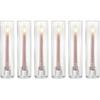 NUPTIO Taper Candle Holders for Centerpiece: Ribbed Hurricane Glass Candlestick Holder - Set of 6 Windproof Fluted Candle Stick Stand for Fall