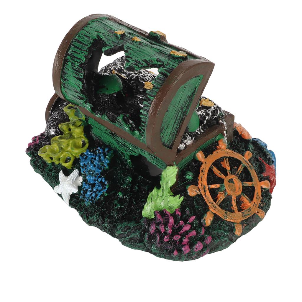 Aquarium Treasure Box Ornament Hideout Cave Lifelike Resin Jewelry Box Decoration for Freshwater