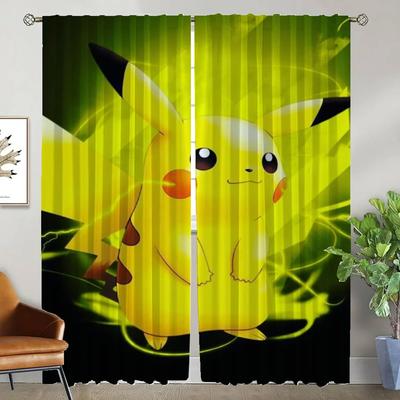 Blackout Curtain for Room 2 Panel PikachuS Elegant Room Curtains Home Interior Curtains Tulle for Bedroom Halloween Decoration