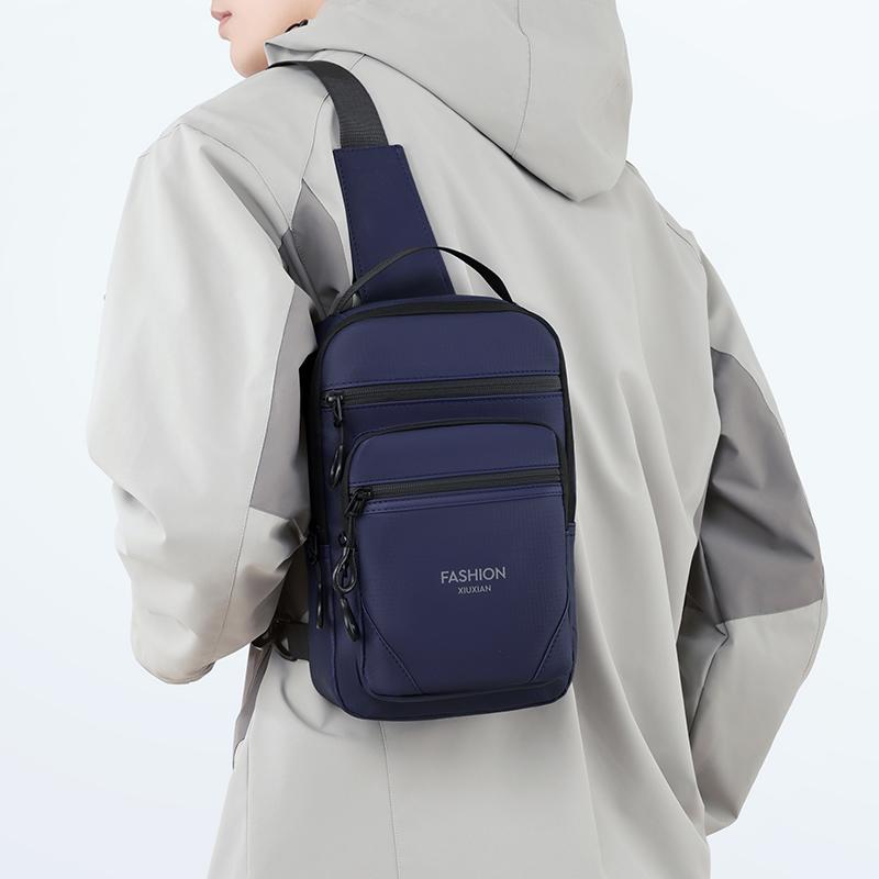 Men's Chest Bag Sports Commuter Shoulder Bag Multifunctional Nylon Large Capacity Outdoor Crossbody Bag