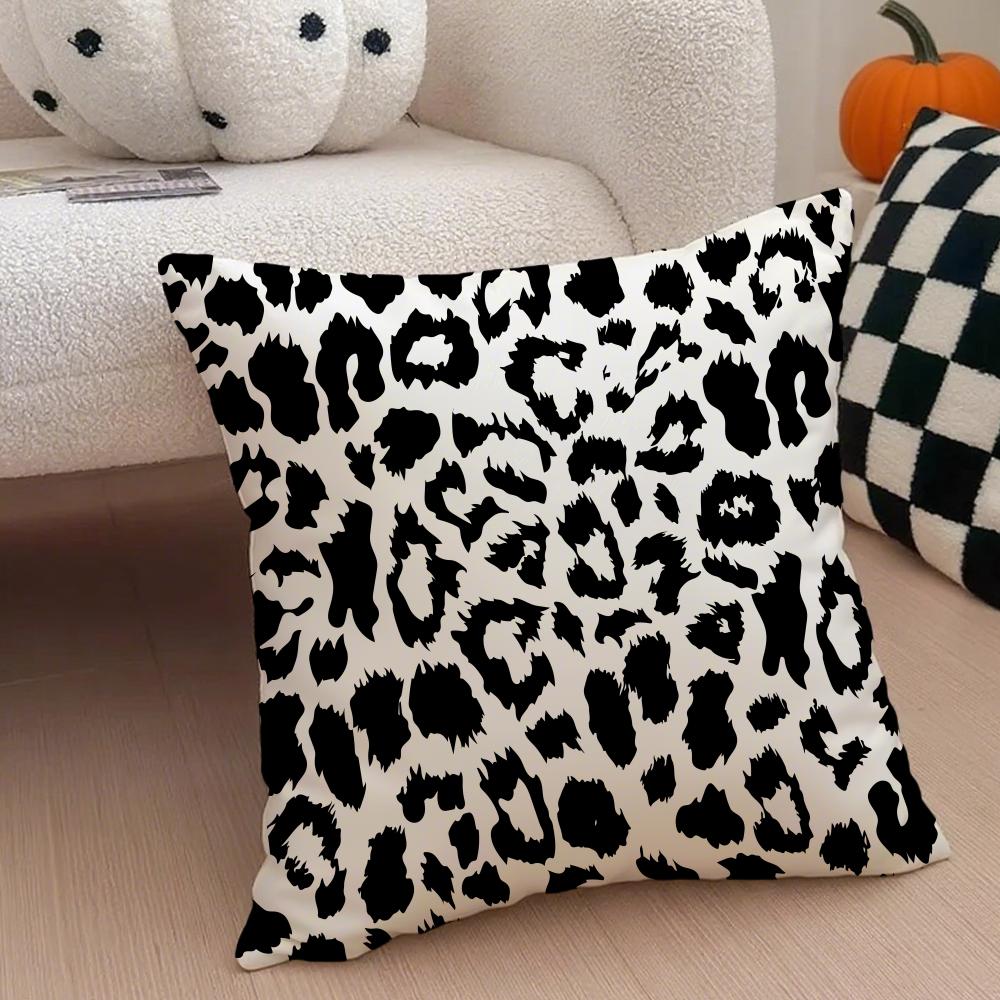 Trendy Fashion Art Leopard Print Texture Cushion Cover Throw Pillow Cover Hidden Button Durable Polyester Chair Cushion