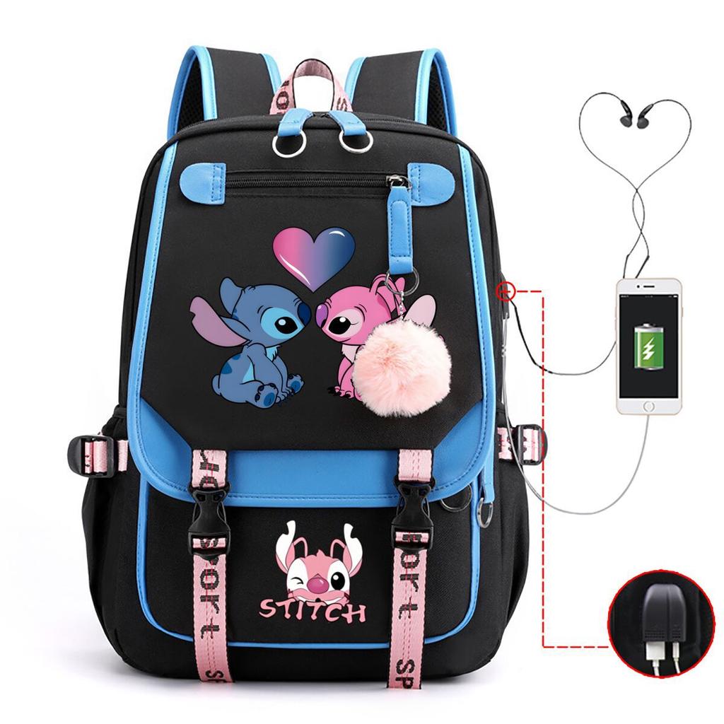Children'S School Bag Contrasting Color Neutral Backpack Animation Printing Primary And Secondary School Students