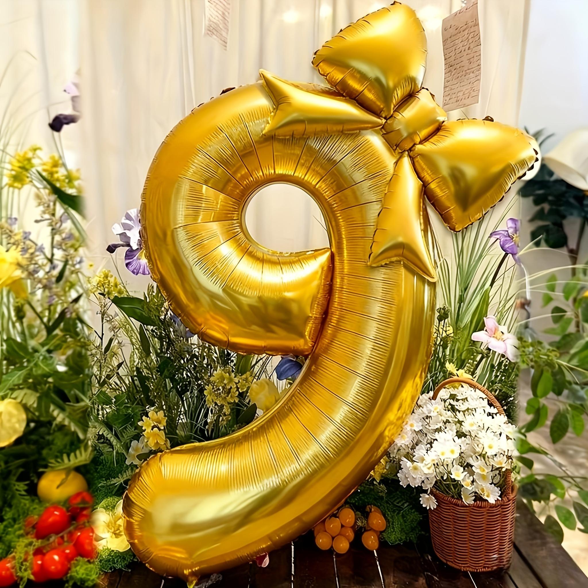 

2pcs/set 32inch Gold Bowknot Number Foil Balloons Wedding Birthday Party Decoration Anniversary Decor Photo Props Party Supplies Number&32inch