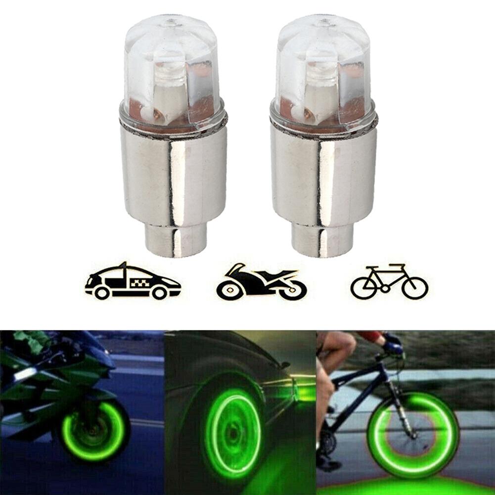2PCS Car Wheel Tire Tyre Air Valve Stem LED Light Covers Auto Accessories