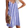 Summer Sleveless Striped Strap Short Dress Women Casual Loose Off Shoulder Sexy Beach Sundress Mini Vestidos Plus Size