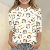 Kinder Tierdruck Rundhals Dreiviertelarm Lässiges T-Shirt Leichter Weicher Stoff Bequeme Passform Geeignet für den Alltag