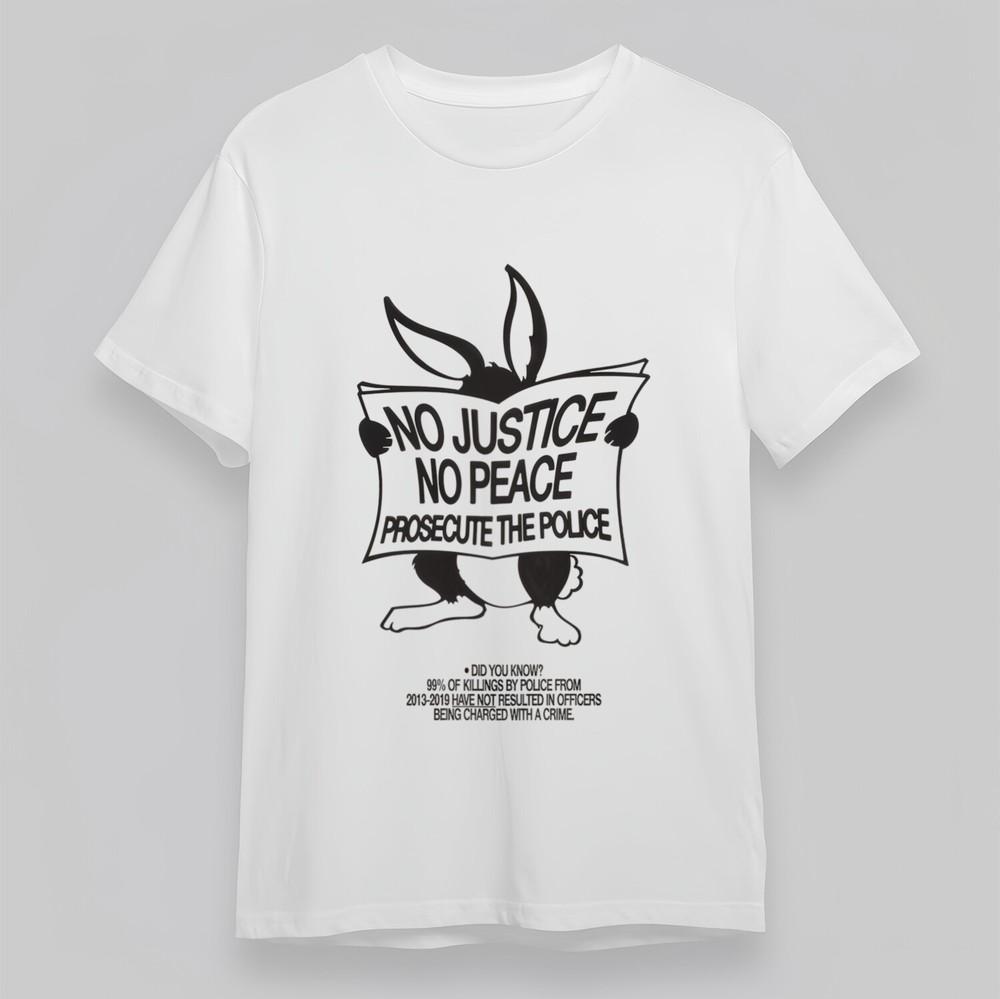 

Women s Oversize T-shirt With Social Justice Rabbit Graphic White Cotton Tops 4XL