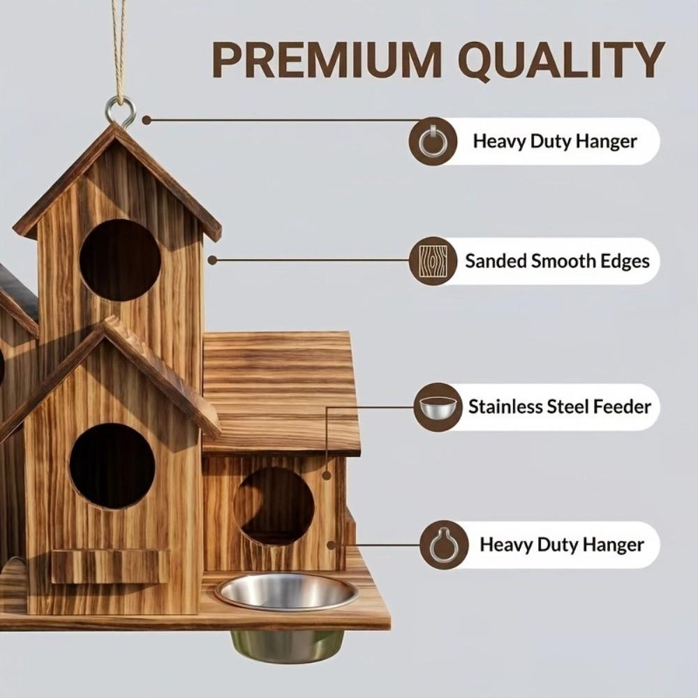 Verdicktes Holz Vogelhaus Futterhaus Rustikaler Stil Hängendes Vogelhaus Vogelbrutkasten Gartendekoration