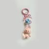 Flocked Labu Labubu Mini Keychain: Cute Grain Stroller Bag & Phone Pendant Ornament