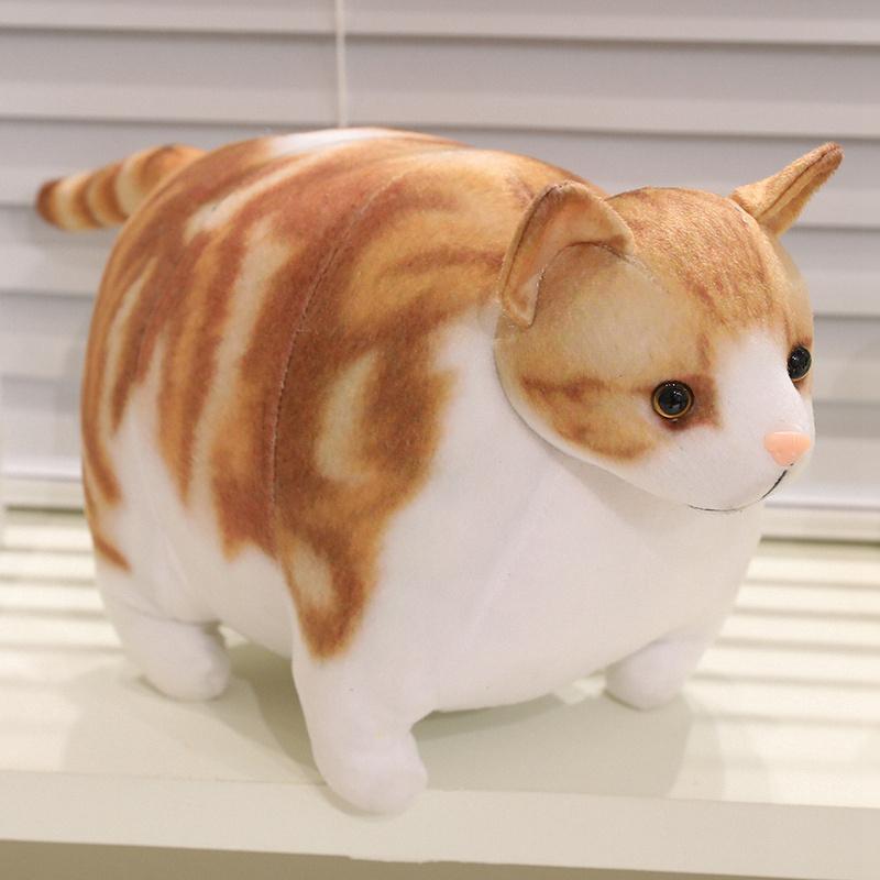 Funny Lifelike Chubby Cat Plush Toys Cotton Stuffed Full Pet Cat Doll Cute Pet Kitten Hanging Toys Bags Decor Home Throw Pillow