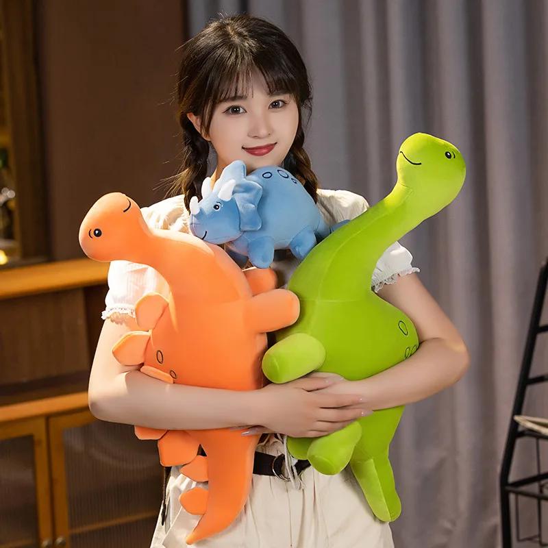 Karikatür Renkli Dinozor Peluş Oyuncak Sevimli Doldurulmuş Hayvanlar Triceratops Peluşları Kawaii Yumuşak Çocuk Oyuncakları Erkek Kız Ev Dekorasyonu