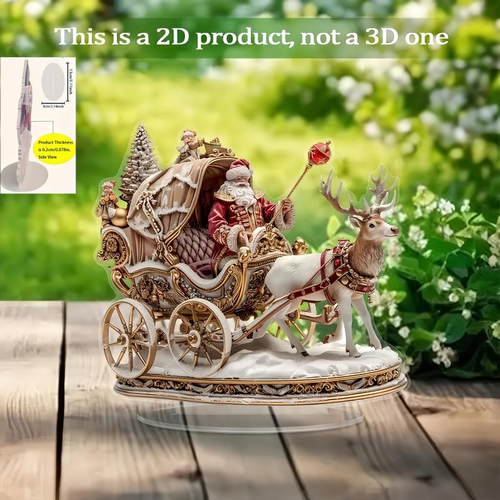2D Christmas Reindeers Sled Acrylic Ornament