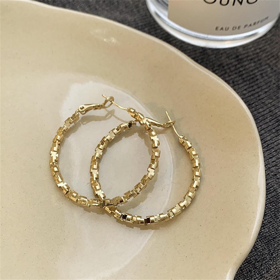 Exaggerated Broken Silver Metal Gold Color Hoop Earrings for Women Simple Hyperbole Geometric Circle Jewelry