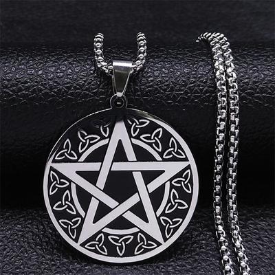 Raganavimas Pentagramos Trejybės Mazgo Simbolio Karoliai Nerūdijančio Plieno Moterims Vyrams Wicca Karoliai Papuošalai